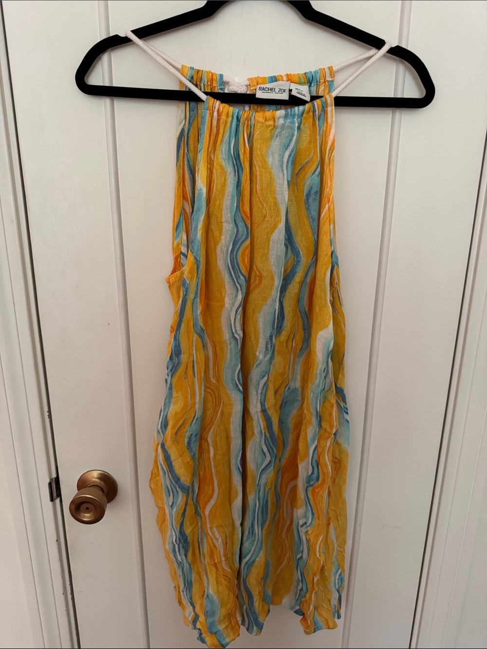 Rachel Zoe Yellow & Blue Wavy Print Women's Coverup